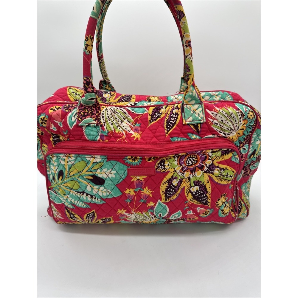 Vera Bradley Large Rumba Red Multi Floral Duffle/Weekender  Bag 19" Long